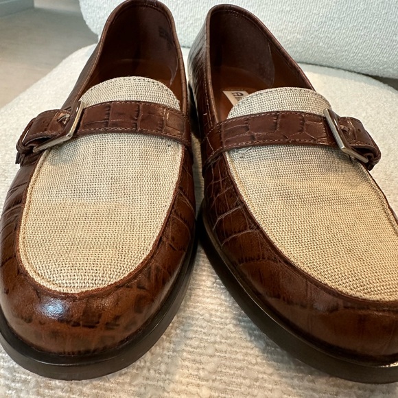 Etienne Aigner Croc-Embossed Brown Loafers Size 7W - Picture 7 of 8